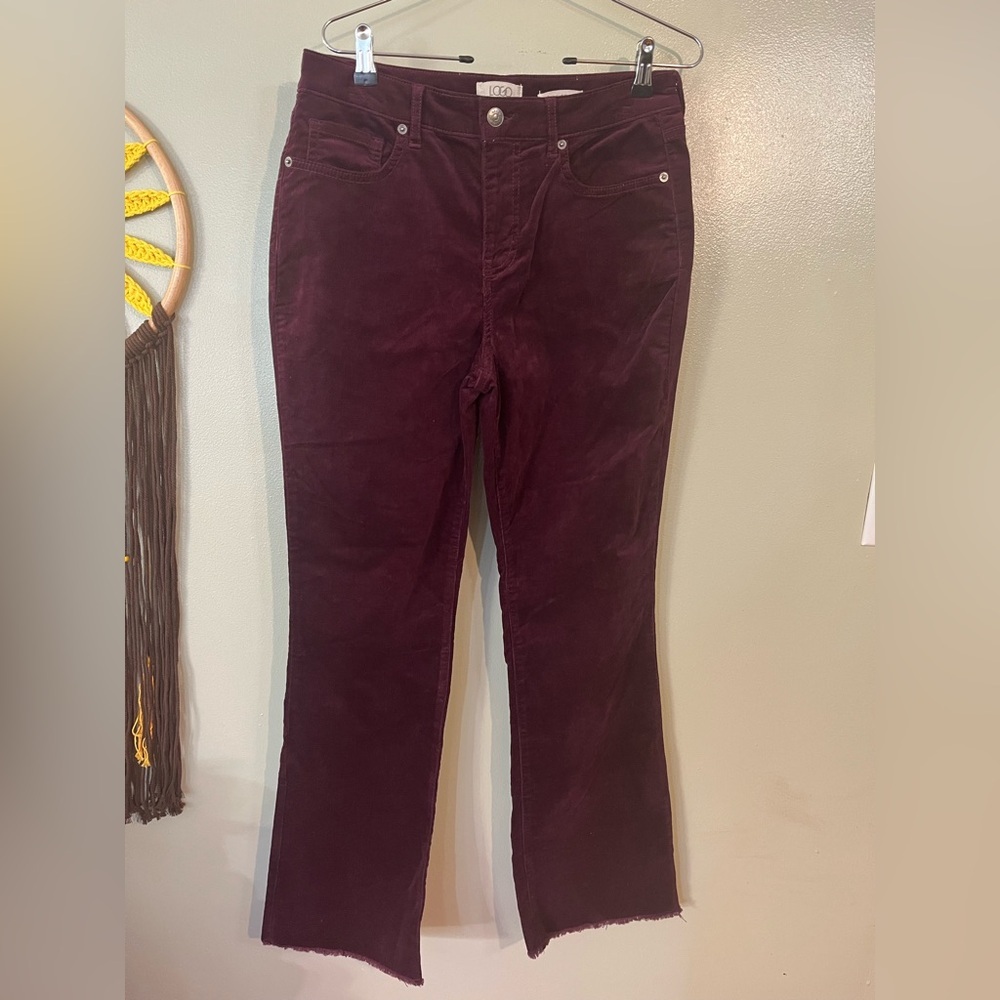 LOGO by Lori Goldstein Burgundy Corduroy Pants Kick Boot Size 10